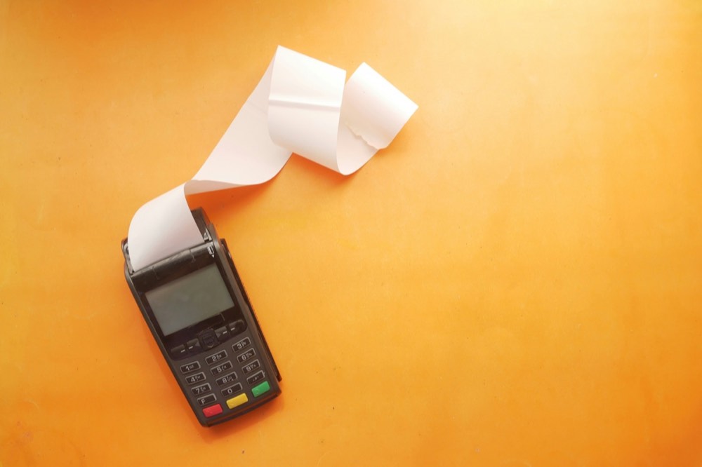 Receipt and card terminal representing a quotation